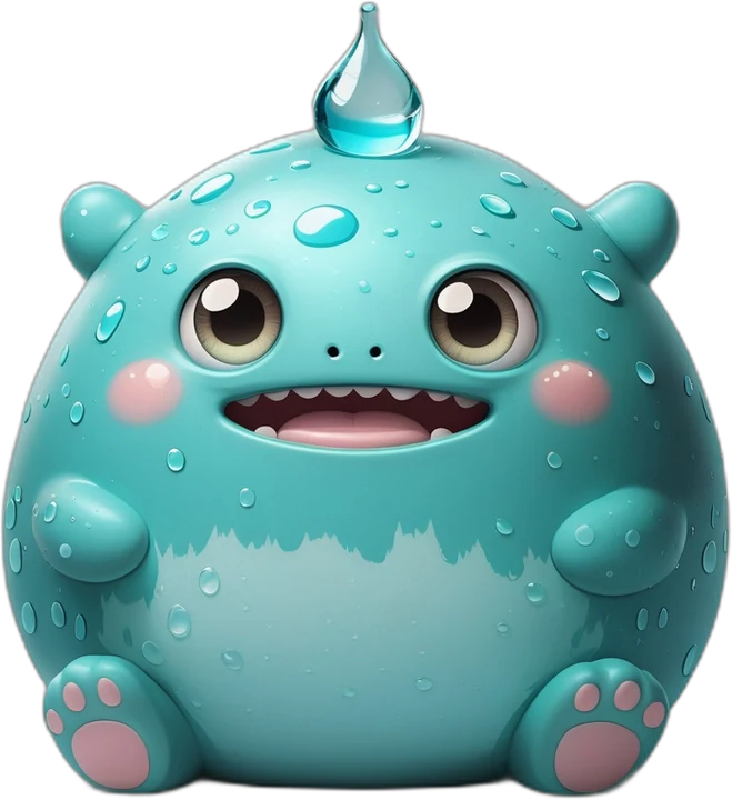 Aqua, a teal water-colored Pomby monster
